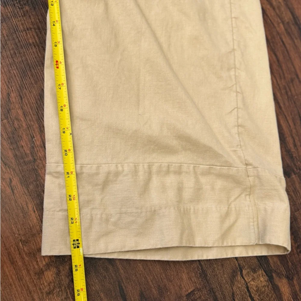 Banana Republic Blake Fit Tan Linen Blend Wide Leg Crop Pants Women’s Sz 12